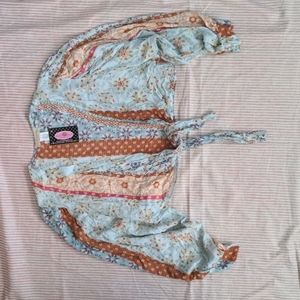 Blue Multicolored Kimono Top Women's Medium NWT